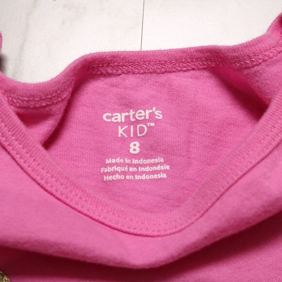 4/$20 - Carters Girls Short Sleeve T-Shirt Pink Unicorn Ruffle Trim Size 8 - Picture 5 of 7